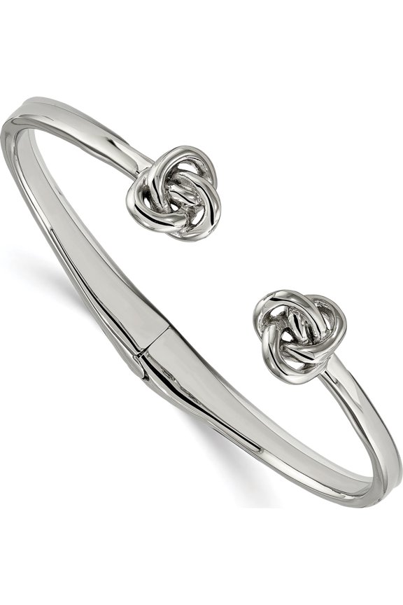 Stainless Steel Polished Knot Hinged Cuff Bangle (7 X 7) Made In China srb1864