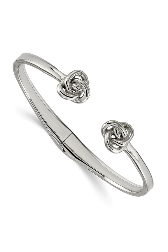 Stainless Steel Polished Knot Hinged Cuff Bangle; for Adults and Teens; for Women and Men