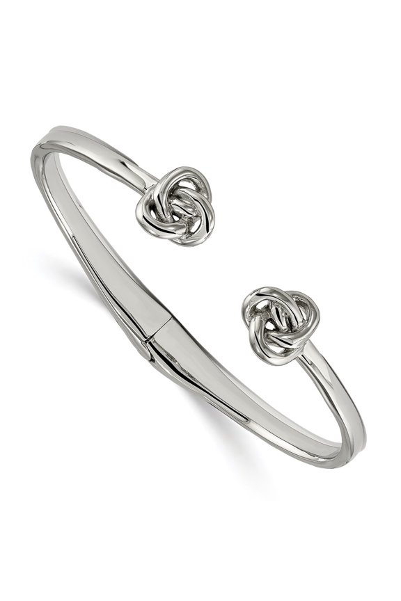 Stainless Steel Polished Knot Hinged Cuff Bangle