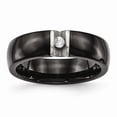 thumbnail image 1 of Stainless Steel Polished & Laser Cut Black Ceramic CZ Ring, 1 of 4