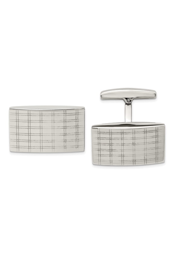 Stainless Steel Polished Laser Design Cuff Links