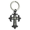 thumbnail image 1 of Stainless Steel Polished Laser Etched Black Plated Religious Faith Cross Key Chain - Key Chain for Men, 1 of 5