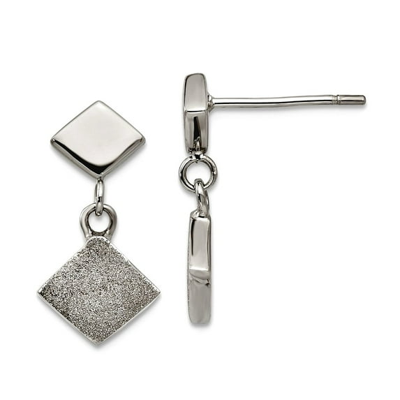 Stainless Steel Polished Laser-cut Post Long Drop Dangle Earrings 18.5x9.6mm Wide Dangle Earring for Women