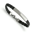 thumbnail image 1 of Stainless Steel Polished Leather ID Bracelet, 1 of 1