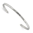 thumbnail image 1 of Stainless Steel Polished Love CZ 3mm Cuff Bangle; for Adults and Teens; for Women and Men, 1 of 1