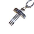 thumbnail image 1 of Stainless Steel Polished Mens Necklace Grid-Style Cross Pendant, 1 of 2