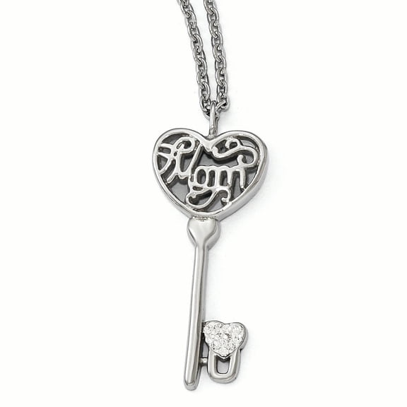 Chisel Stainless Steel Polished Mom Lock N' Key Chain Slide Necklace