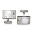 thumbnail image 1 of Stainless Steel Polished Mother of Pearl Cubic Zirconia Cuff Links, 1 of 1