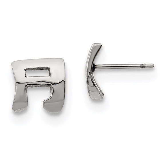 Finest Gold Stainless Steel Polished Music Note Post Earrings