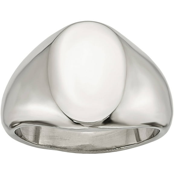 Stainless Steel Polished Oval Signet Ring