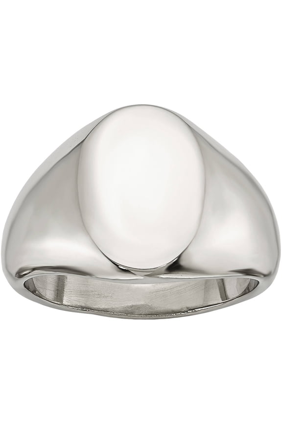 Stainless Steel Polished Oval Signet Ring