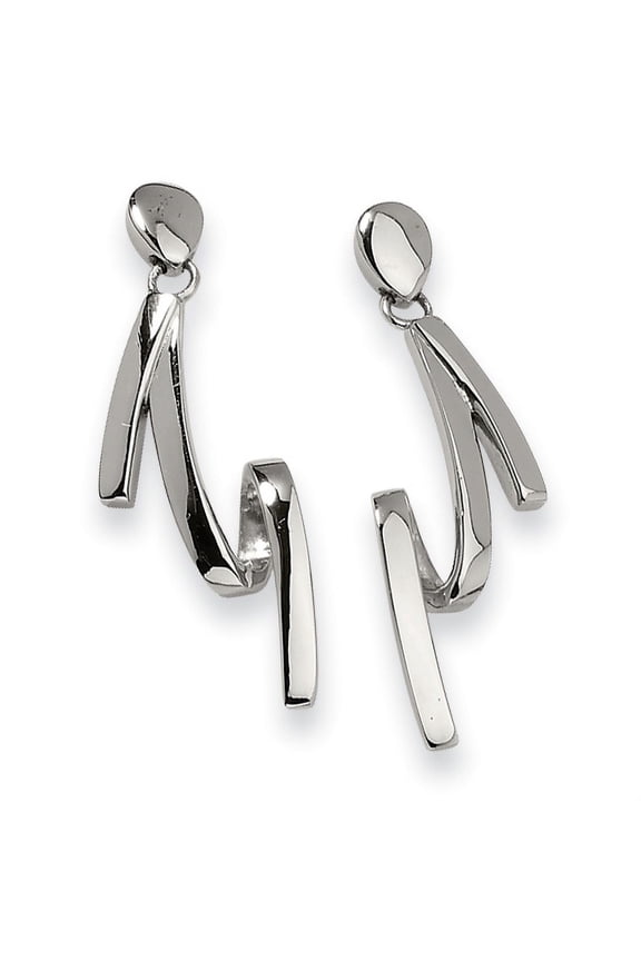 Stainless Steel Polished Preciosa Crystal Front and Back Post Dangle Earrings