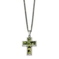 thumbnail image 1 of Stainless Steel Polished Printed Green Camo Under Rubber Cross Necklace; 22 inch; for Adults and Teens; for Women and Men, 1 of 1