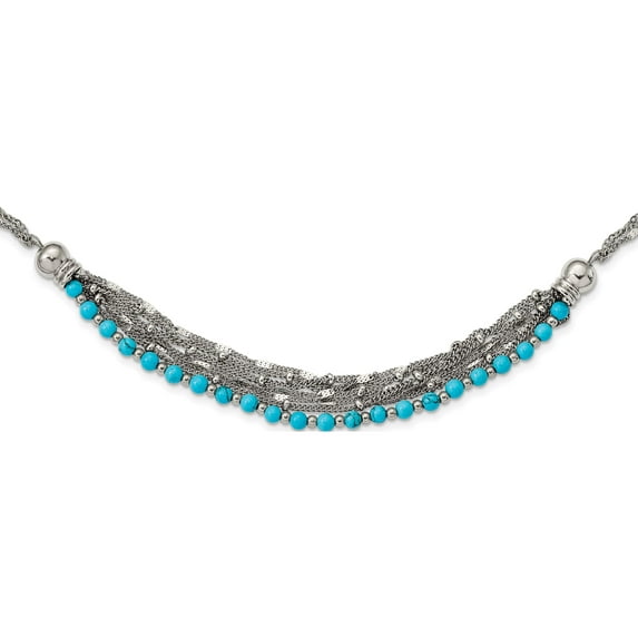 Stainless Steel Polished Reconstructed Turquoise 20.75In With 2In Ext Necklace (21 X 4.3) Made In China srn3018-21
