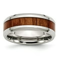thumbnail image 1 of Stainless Steel Polished Red/Orange Wood Enameled 8.00mm Ring Size: 10; for Adults and Teens; for Women and Men, 1 of 6