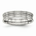 thumbnail image 1 of Stainless Steel Polished Ridged 5.00mm Band Ring - Size 12.5, 1 of 2