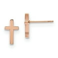 thumbnail image 1 of Stainless Steel Polished Rose IP-plated Cross Post Earrings, 1 of 7