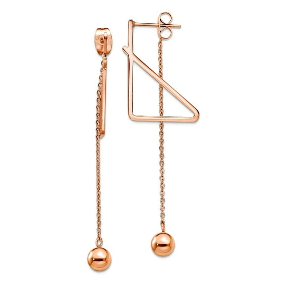 Stainless Steel Polished Rose Ip Plated Front and Back Post Ball Dangle Earrings 55mm Long Ball Earring for Women