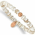 thumbnail image 1 of Stainless Steel Polished Rose Ip White Wave Agate Stretch Bracelet Made In China -Jewelry By Sweet Pea, 1 of 6