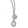 thumbnail image 1 of Stainless Steel Polished Rose Quartz With 2inch Ext. Necklace - 18 Inch, 1 of 2