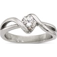 thumbnail image 1 of Stainless Steel Polished Round Cz Ring (Size 6) Made In China sr288-6, 1 of 5