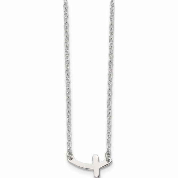 Jewelry by Sweet Pea Chisel Stainless Steel Polished Sideways Cross on an 18 inch Cable Chain Necklace