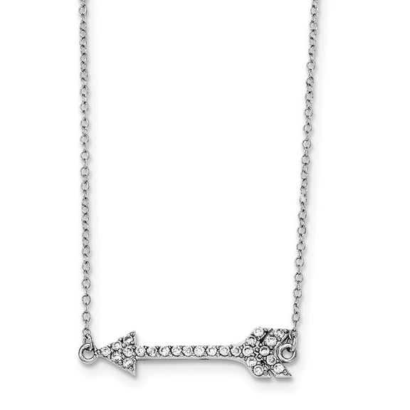 Stainless Steel Polished Sideways Cross 18in Necklace
