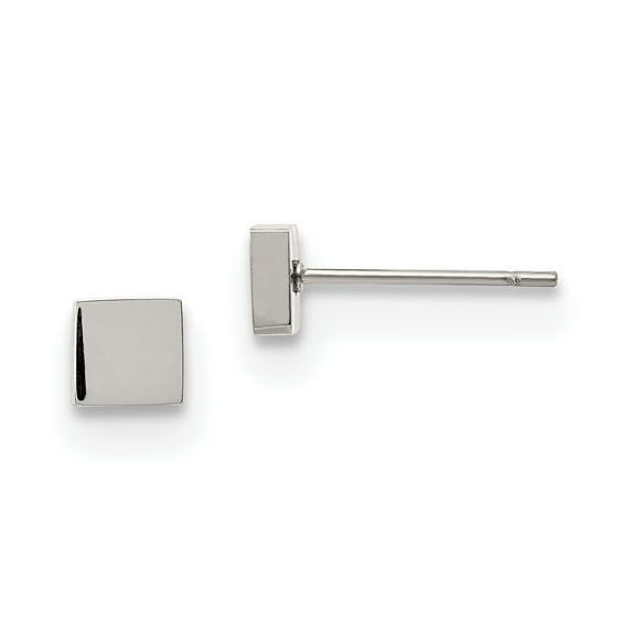 Stainless Steel Polished Square Post Earrings