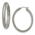 thumbnail image 1 of Stainless Steel Polished Textured Oval Hoop Earrings, 1 of 7