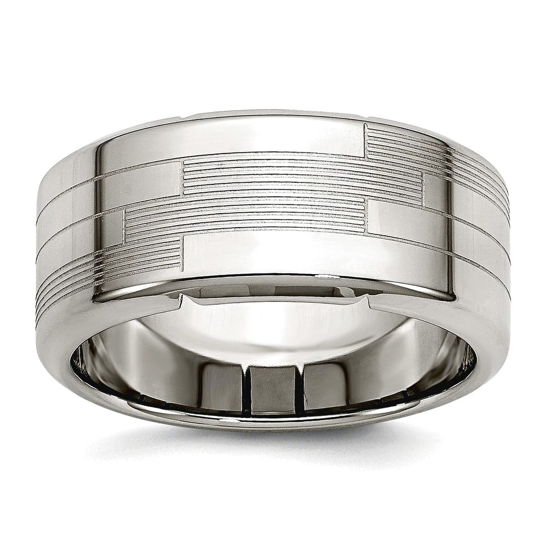 Stainless Steel Polished Textured Ring Size 12 Ring for Women