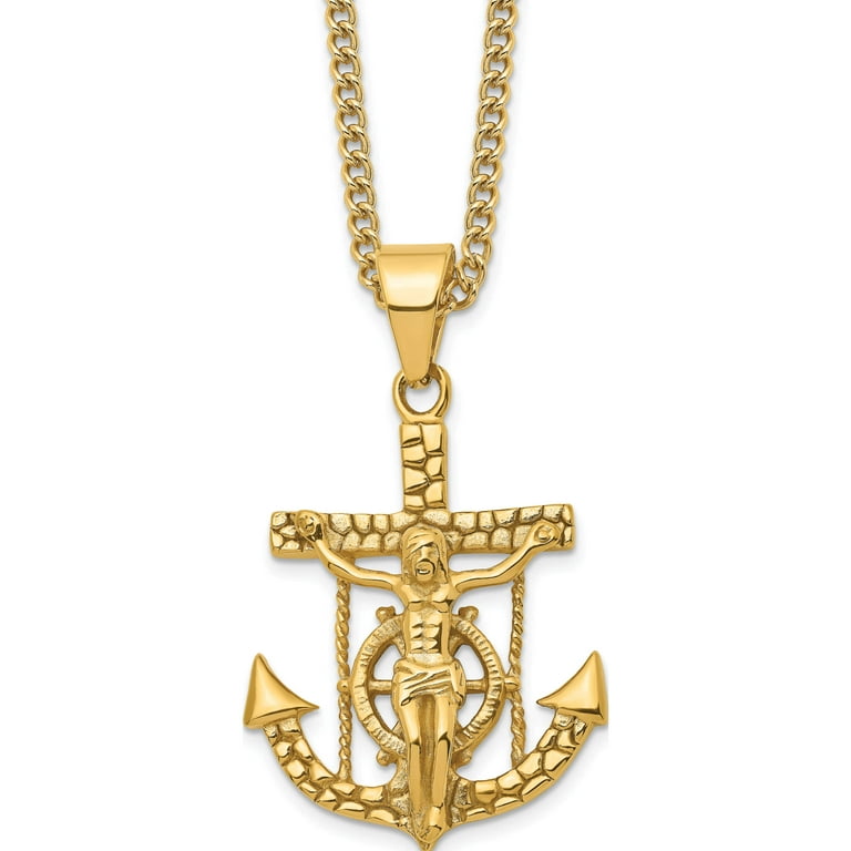 Stainless Steel Polished Anchor Mariner Cross 24 Stainless Steel Polished Anchor Mariner Cross 24