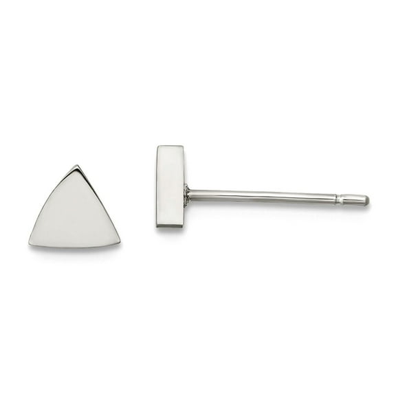 Stainless Steel Polished Triangle Post Earrings Stud Earring for Women - .8 Grams