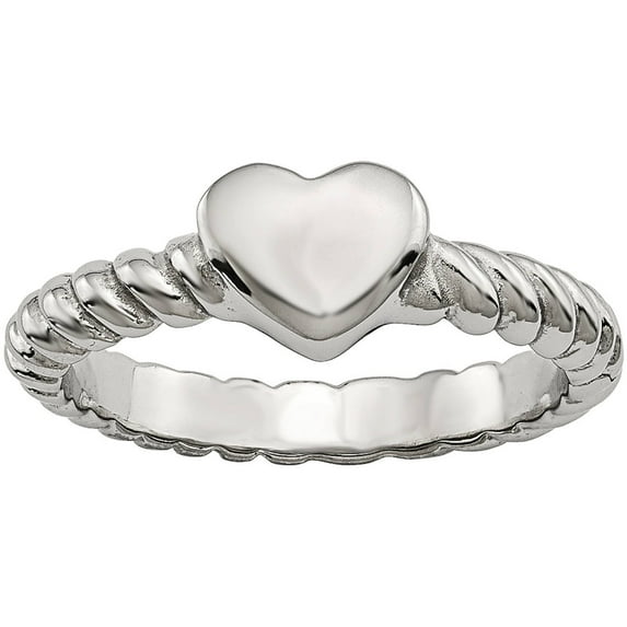 Stainless Steel Polished Twisted Heart Ring