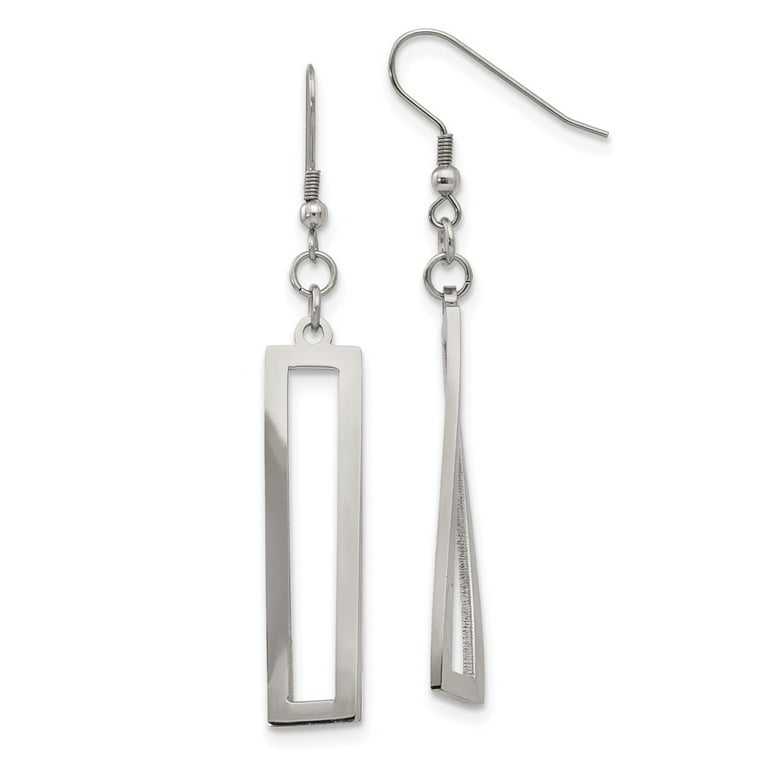 Stainless Steel Polished Twisted Shepherd Hook Dangle Earrings Stainless Steel Polished Twisted Shepherd Hook Dangle Earrings