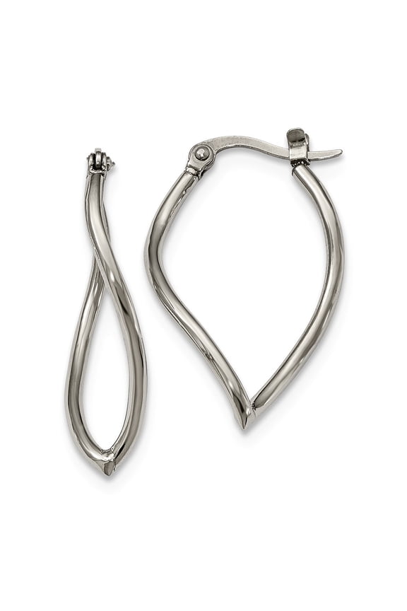 Stainless Steel Polished Wavy Hoop Earrings