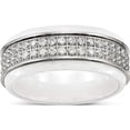 thumbnail image 1 of Stainless Steel Polished White Ceramic Cz Ridged Edge Ring (Size 6) Made In China sr565-6, 1 of 5