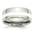 thumbnail image 1 of Stainless Steel Polished White Ceramic Inlay 9mm Band, 1 of 6