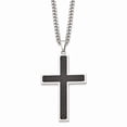 thumbnail image 1 of Stainless Steel Polished With Black Carbon Fiber Cross 24in Necklace; 24 inch; for Adults and Teens; for Women and Men, 1 of 3