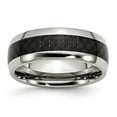 thumbnail image 1 of Stainless Steel Polished With Black Carbon Fiber Inlay 8mm Band Size: 13; for Adults and Teens; for Women and Men, 1 of 6