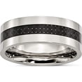 thumbnail image 1 of Stainless Steel Polished With Black Carbon Fiber Inlay 8mm Flat Band (Size 9) Made In China sr123-9, 1 of 5