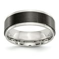 thumbnail image 1 of Stainless Steel Polished With Black IP-plated Brushed Center 8mm Band Size: 12; for Adults and Teens; for Women and Men, 1 of 4