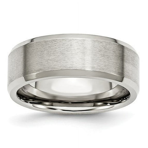 Stainless Steel Polished With Brushed Center 8mm Flat Beveled Edge Band (Size 12.5) Made In China sr11-12.5