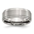 thumbnail image 1 of Stainless Steel Polished With Brushed Center 8mm Ridged Edge Band (Size 11) Made In China sr24-11, 1 of 4