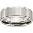 thumbnail image 1 of Stainless Steel Polished With Brushed Center 8mm Ridged Edge Band (Size 11) Made In China sr34-11, 1 of 5