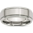 thumbnail image 1 of Stainless Steel Polished With Brushed Center 8mm Ridged Edge Band (Size 12.5) Made In China sr90-12.5, 1 of 5
