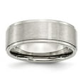 thumbnail image 1 of Stainless Steel Polished With Brushed Center 8mm Ridged Edge Band (Size 13) Made In China sr34-13, 1 of 4