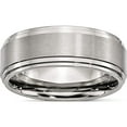 thumbnail image 1 of Stainless Steel Polished With Brushed Center 8mm Ridged Edge Band (Size 8) Made In China sr24-8, 1 of 5