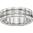 thumbnail image 1 of Stainless Steel Polished With Brushed Center Cz 7mm Grooved Band (Size 8.5) Made In China sr508-8.5, 1 of 5