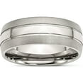thumbnail image 1 of Stainless Steel Polished With Brushed Edge 8mm Grooved Band (Size 9) Made In China sr94-9, 1 of 5