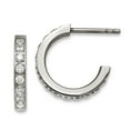 thumbnail image 1 of Stainless Steel Polished With Cubic Zirconia Post Hoop Earrings 15x15mm Wide 2.5mm Thick Hoop Earring for Women, 1 of 2